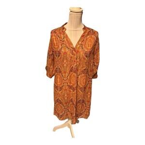 Tacera Orange Paisley Dress Cover Up Size M